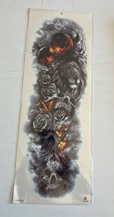 Aslan Kelebek 1 Hafta Kalıcı Tam Kol Bacak Yapıştırma Geçici Dövme 46 CM