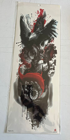 Kartal Pusula 1 Hafta Kalıcı Tam Kol Bacak Yapıştırma Geçici Dövme 46 CM