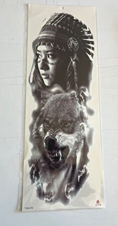 Kurt Kızıl Derili 1 Hafta Kalıcı Tam Kol Bacak Yapıştırma Geçici Dövme 46 CM