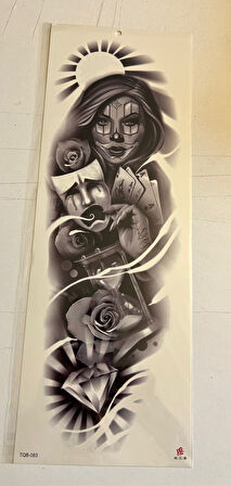 İskambil 1 Hafta Kalıcı Tam Kol Bacak Yapıştırma Geçici Dövme 46 CM