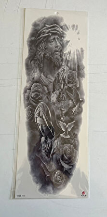 Mesih Meryem 1 Hafta Kalıcı Tam Kol Bacak Yapıştırma Geçici Dövme 46 CM