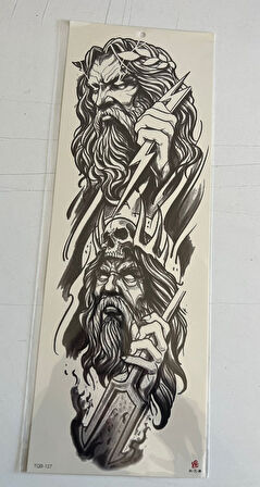 Tanrıların Savaşı 1 Hafta Kalıcı Tam Kol Bacak Yapıştırma Geçici Dövme 46 CM