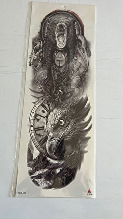 Ayı Kartal 1 Hafta Kalıcı Tam Kol Kaplama Bacak Yapıştırma Geçici Dövme 46 CM