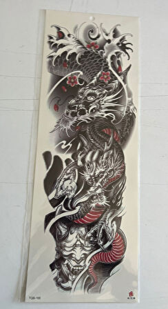 Sinirli Dragon 1 Hafta Kalıcı Tam Kol Bacak Yapıştırma Geçici Dövme 46 CM