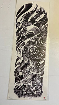 Kuru Kafa Kartal 1 Hafta Kalıcı Tam Kol Bacak Yapıştırma Geçici Dövme 46 CM