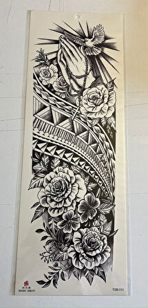 Dua Çiçekler 1 Hafta Kalıcı Tam Kol Bacak Yapıştırma Geçici Dövme 46 CM