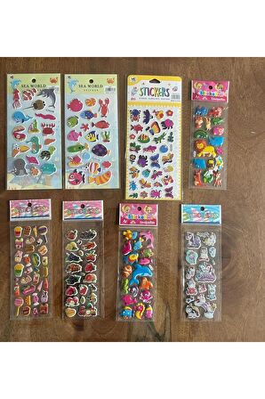 8 Adet Birden Çocuk Eğitici Sticker Çıkartma Seti Model 1
