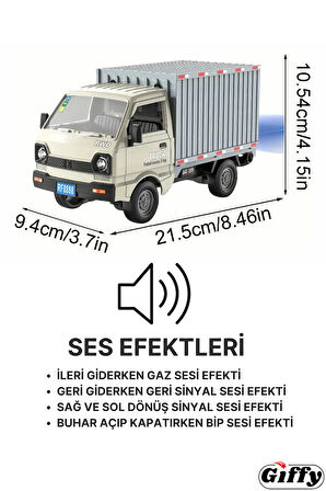 Uzaktan Kumandalı RC Kamyonet ,Buhar Atan, Şarjlı, Ses Efektli, Işıklı, Kapıları Açılan, 2.4 GHZ