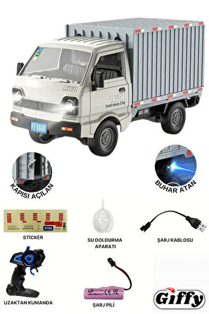Uzaktan Kumandalı RC Kamyonet ,Buhar Atan, Şarjlı, Ses Efektli, Işıklı, Kapıları Açılan, 2.4 GHZ