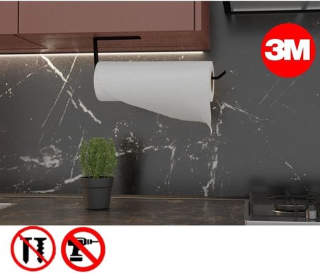 Metal Mat Siyah Yapışkanlı Tuvalet Kağıtlık ve Kağıt Havluluk İkili Set Yapışkanlı Wc Kağıtlık ve Kağıt Havlu Askısı 3M Yapışkanlı Tasarım MT74S