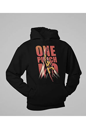 One Punch Baskılı Unisex Oversize Anime Karakter Hoodie