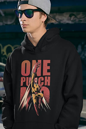 One Punch Baskılı Unisex Oversize Anime Karakter Hoodie