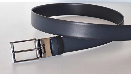 DARKWOOD KLASİK DERİ ERKEK KEMER-ÇİFT TARAFLI KULLANIM-HAKİKİ DERİ-SİYAH/LACİVERT