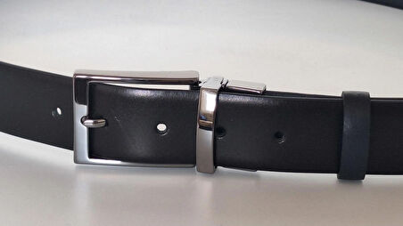 DARKWOOD KLASİK DERİ ERKEK KEMER-ÇİFT TARAFLI KULLANIM-HAKİKİ DERİ-SİYAH/LACİVERT