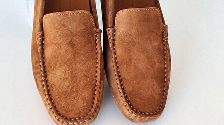 DARKWOOD-ERKEK GÜNLÜK LOAFER AYAKKABI-NATUREL SÜET-TABA RENK
