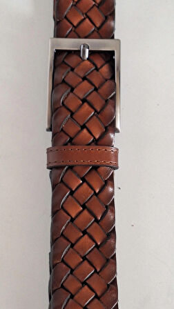 DARKWOOD SPOR/KLASİK ERKEK KEMER-HAKİKİ DERİ-EL ÖRGÜSÜ-TABA RENK