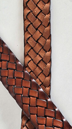 DARKWOOD SPOR/KLASİK ERKEK KEMER-HAKİKİ DERİ-EL ÖRGÜSÜ-TABA RENK