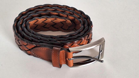 DARKWOOD SPOR/KLASİK ERKEK KEMER-HAKİKİ DERİ-EL ÖRGÜSÜ-TABA RENK