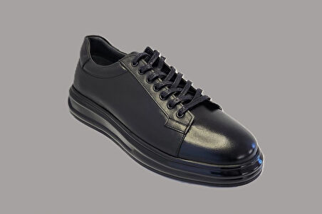 DARKWOOD-ERKEK SNEAKER AYAKKABI-HAKİKİ DERİ-SİYAH RENK