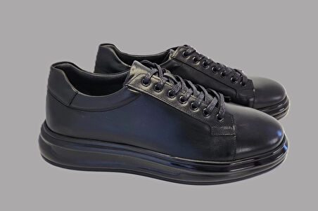 DARKWOOD-ERKEK SNEAKER AYAKKABI-HAKİKİ DERİ-SİYAH RENK