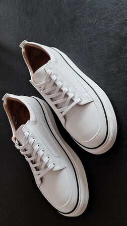 Darkwood Erkek Hakiki Deri Sneaker Ayakkabı Beyaz 40
