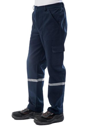 Kışlık İş Takımı Çok Cepli Reflektörlü Mont 4111 ve 7/7 İş Pantolonu 2958 Lacivert Renk Yüzde Yüz Pamuk