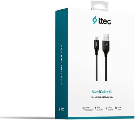 AlumiCable XL Micro USB 2m Şarj Kablosu,Siyah (2DK21S)