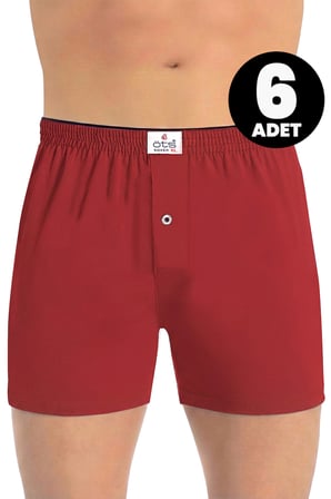 Öts 6'lı Erkek Boxer Düğmeli, Süprem Kumaş (%100 Pamuk)