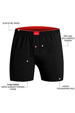 Öts Erkek Boxer Battal Boy 3'lü Düğmeli, Süprem Kumaş (%100 Pamuk)