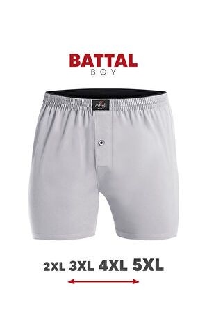 Öts Erkek Boxer Battal Boy 3'lü Düğmeli, Süprem Kumaş (%100 Pamuk)