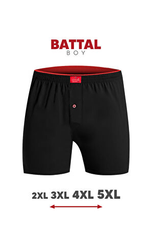 Öts Erkek Boxer Battal Boy 3'lü Düğmeli, Süprem Kumaş (%100 Pamuk)