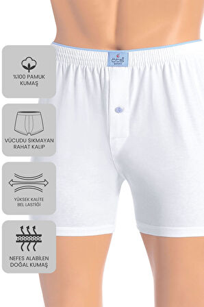 Öts Premium 5'li Erkek Boxer Düğmeli, Süprem Hediye Kutulu, %100 Pamuk, Ultra Yumuşak Kumaş, Rahat