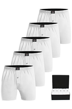Öts Premium 5'li Erkek Boxer Düğmeli, Süprem Hediye Kutulu, %100 Pamuk, Ultra Yumuşak Kumaş, Rahat