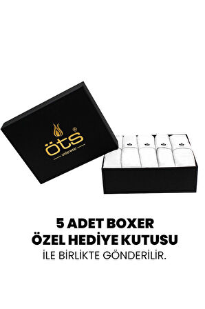 Öts Premium 5'li Erkek Boxer Düğmeli, Süprem Hediye Kutulu, %100 Pamuk, Ultra Yumuşak Kumaş, Rahat