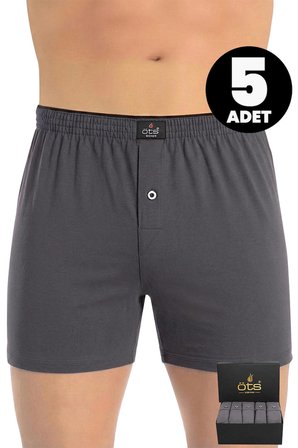 Öts Premium 5'li Erkek Boxer Düğmeli, Süprem Hediye Kutulu, %100 Pamuk, Ultra Yumuşak Kumaş, Rahat