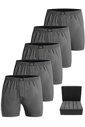 Öts Premium 5'li Erkek Boxer Düğmeli, Süprem Hediye Kutulu, %100 Pamuk, Ultra Yumuşak Kumaş, Rahat