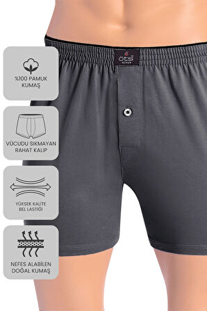 Öts Premium 5'li Erkek Boxer Düğmeli, Süprem Hediye Kutulu, %100 Pamuk, Ultra Yumuşak Kumaş, Rahat
