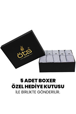 Öts Premium 5'li Erkek Boxer Düğmeli, Süprem Hediye Kutulu, %100 Pamuk, Ultra Yumuşak Kumaş, Rahat