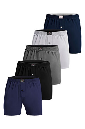 Öts Premium 5'li Erkek Boxer Düğmeli, Süprem -  Hediye Kutulu, %100 Pamuk, Ultra Yumuşak Kumaş, Raha