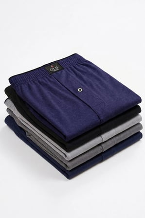 Öts Premium 5'li Erkek Boxer Düğmeli, Süprem -  Hediye Kutulu, %100 Pamuk, Ultra Yumuşak Kumaş, Raha