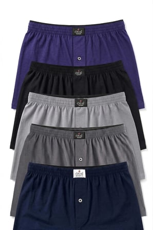 Öts Premium 5'li Erkek Boxer Düğmeli, Süprem -  Hediye Kutulu, %100 Pamuk, Ultra Yumuşak Kumaş, Raha