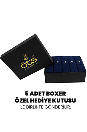 Öts Premium 5'li Erkek Boxer Düğmeli, Süprem Hediye Kutulu, %100 Pamuk, Ultra Yumuşak Kumaş, Rahat