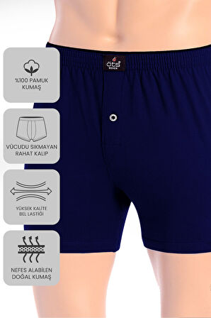 Öts Premium 5'li Erkek Boxer Düğmeli, Süprem Hediye Kutulu, %100 Pamuk, Ultra Yumuşak Kumaş, Rahat