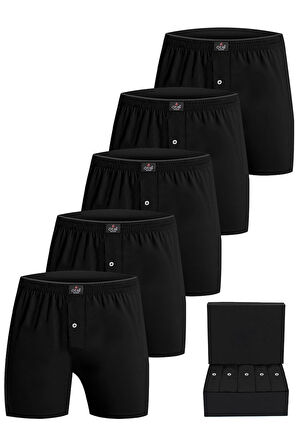 Öts Premium 5'li Erkek Boxer Düğmeli, Süprem Hediye Kutulu, %100 Pamuk, Ultra Yumuşak Kumaş, Rahat