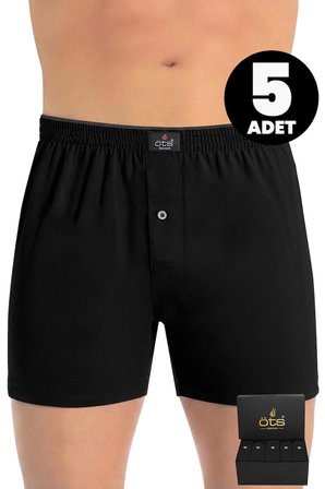 Öts Premium 5'li Erkek Boxer Düğmeli, Süprem Hediye Kutulu, %100 Pamuk, Ultra Yumuşak Kumaş, Rahat