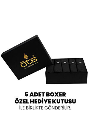 Öts Premium 5'li Erkek Boxer Düğmeli, Süprem Hediye Kutulu, %100 Pamuk, Ultra Yumuşak Kumaş, Rahat