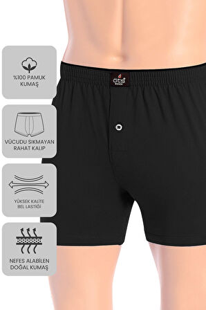 Öts Premium 5'li Erkek Boxer Düğmeli, Süprem Hediye Kutulu, %100 Pamuk, Ultra Yumuşak Kumaş, Rahat