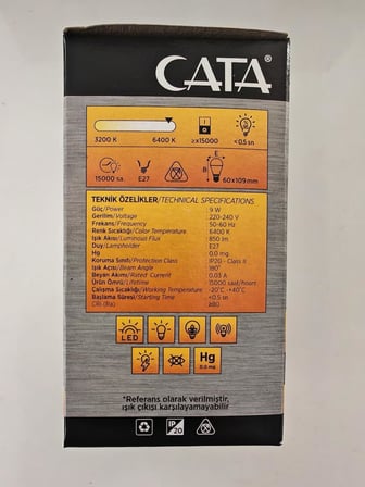 CATA CT-4277B LED Ampul, 9 W, 730 lm, Beyaz Işık 10 lu paket
