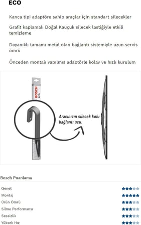Eco Ön Silecek Takımı, Opel Insignia 2017-2021 ile Uyumlu