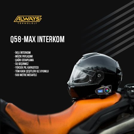 2 ADET Q58 Max 500m Telsiz Mesafeli Motosiklet Kaskı İnterkom Çift Sürücü İletişimi Mp3 FM Radyo